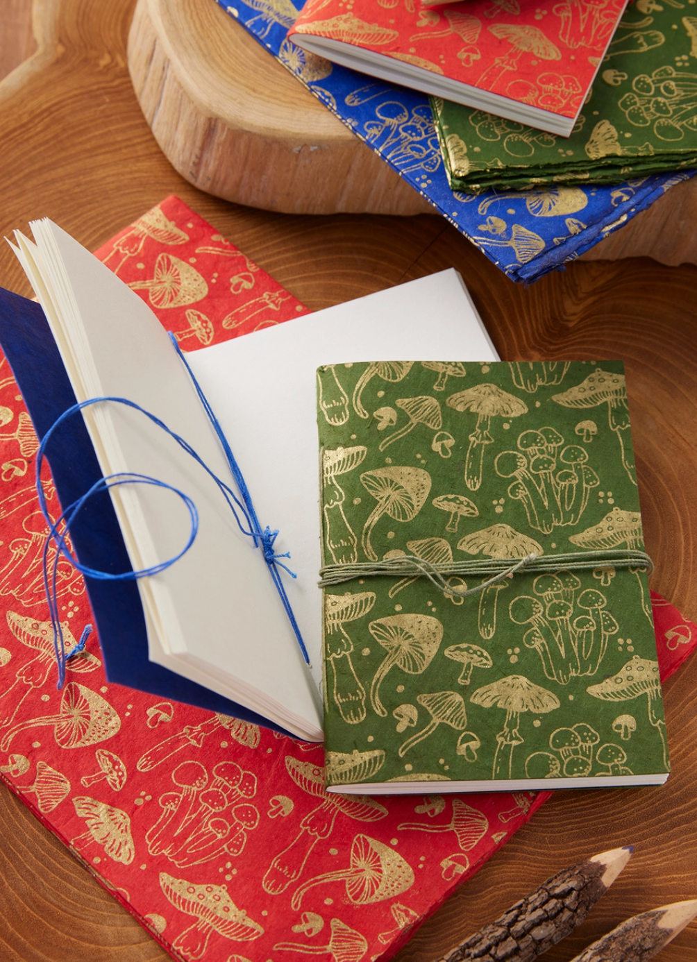 Mushroom Print Lokta Paper Notebook A6