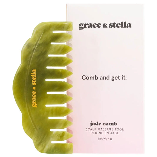 Grace & Stella- Jade Scalp Massage Hair Comb For Healthy Hair Growth