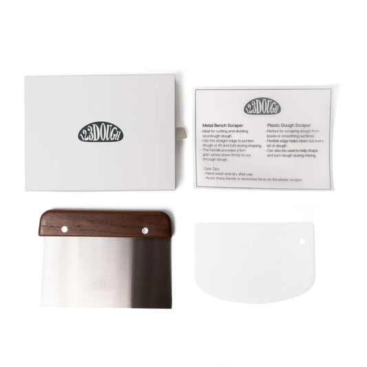Stainless Steel + Plastic Dough Scraper Set – 123Dough