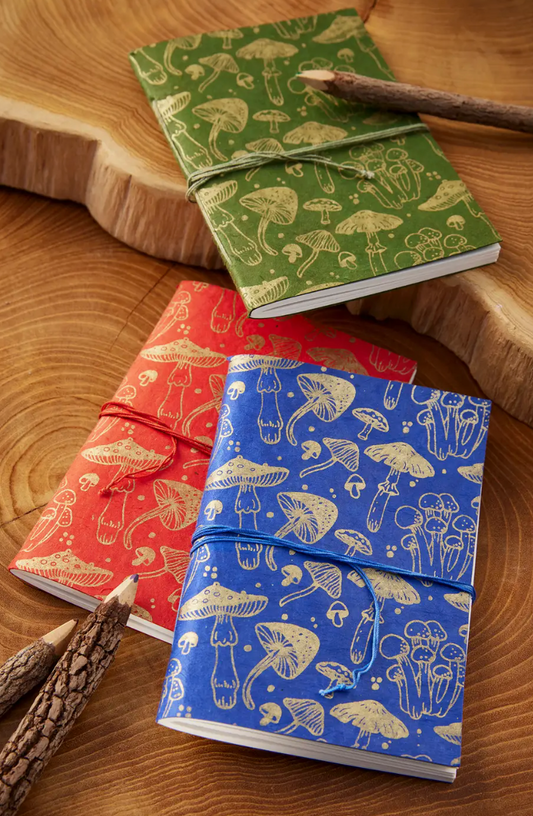 Mushroom Print Lokta Paper Notebook A6